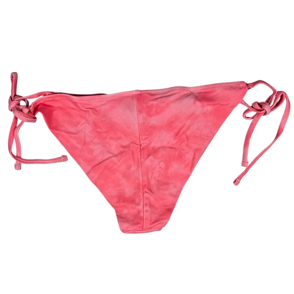 Aerie Cheekier Bikini Bottoms Coral Tie‎ Dye Floral Embroidered Size M